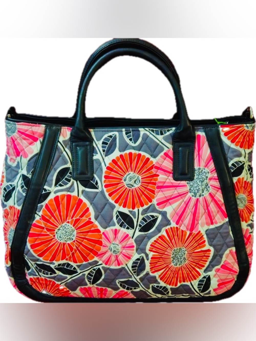 NWT!! Vera Bradley Large Trapeze Tote in Cheery Blossoms (RETIRED) BRAND NEW - Picture 3 of 11